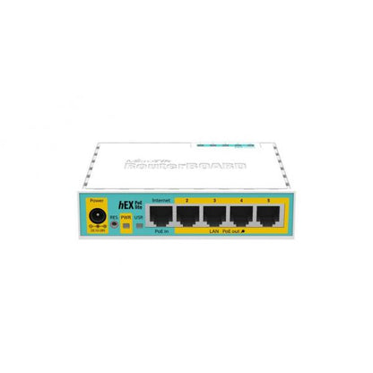 MikroTik, hEX PoE lite, RouterBOARD hEX PoE lite con CPU de 650 MHz, USB, 64 MB de RAM, 5xLAN (cuatro con salida PoE), nivel de sistema operativo 4 RB750UPr2 [RB750UPr2] 