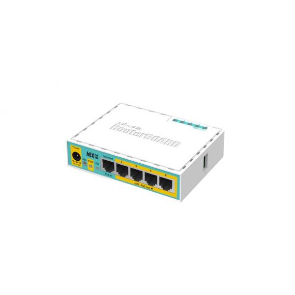 MikroTik, hEX PoE lite, RouterBOARD hEX PoE lite con CPU de 650 MHz, USB, 64 MB de RAM, 5xLAN (cuatro con salida PoE), nivel de sistema operativo 4 RB750UPr2 [RB750UPr2] 