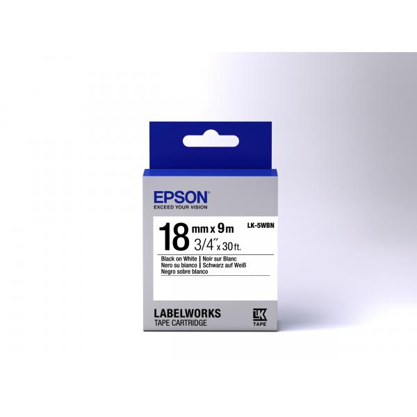 Epson Cinta de Fondo Estándar Blanca para Texto Negro 18/9 LK-5WBN [C53S655006]