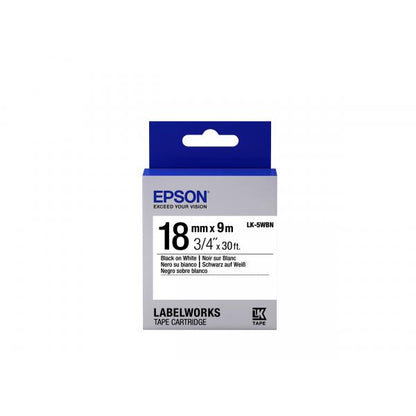 Epson Nastro fondo Standard Bianco per testo Nero 18/9 LK-5WBN [C53S655006]