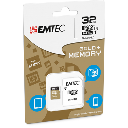 Emtec microSD Class10 Gold+ 32GB MicroSDHC Classe 10 [ECMSDM32GHC10GP]