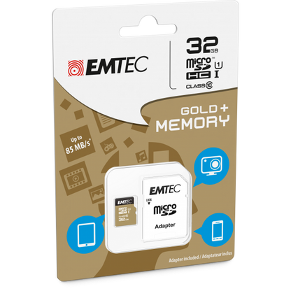 Emtec microSD Class10 Gold+ 32GB MicroSDHC Class 10 [ECMSDM32GHC10GP]