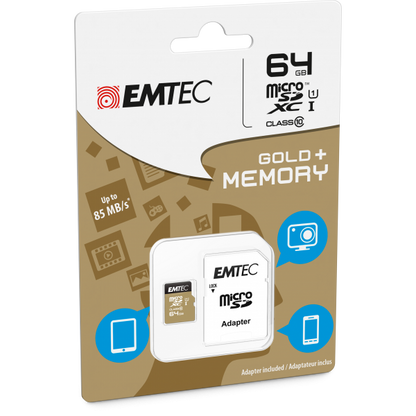 Emtec microSD Class10 Gold+ 64GB MicroSDXC Classe 10 [ECMSDM64GXC10GP]