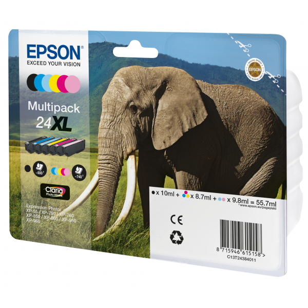 Epson Elephant Multipack 6 Colores 24XL Tinta Claria Photo HD [C13T24384011]