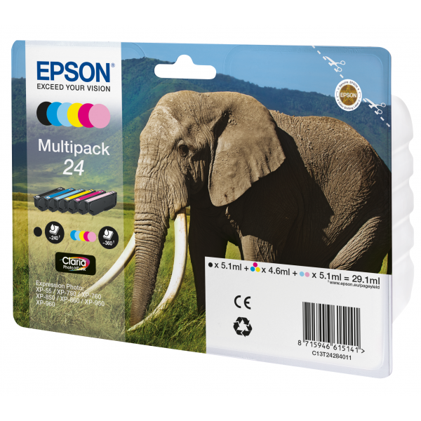 Epson Elephant Multipack 6-colours 24 Claria Photo HD Ink [C13T24284011]