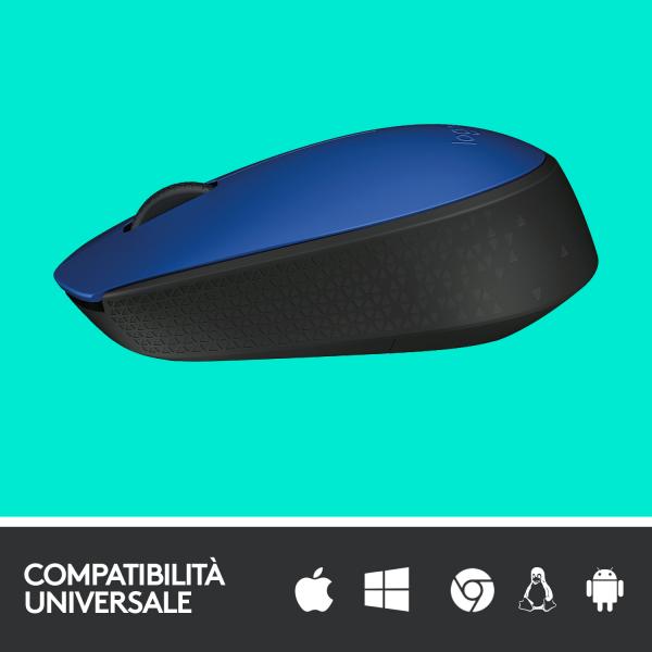 Logitech M171 Blue-K mouse Ufficio Ambidestro RF Wireless Ottico 1000 DPI [910-004640]