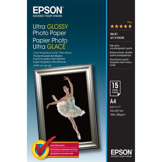 Epson Ultra Glossy Photo Paper - A4 - 15 Sheets [C13S041927]