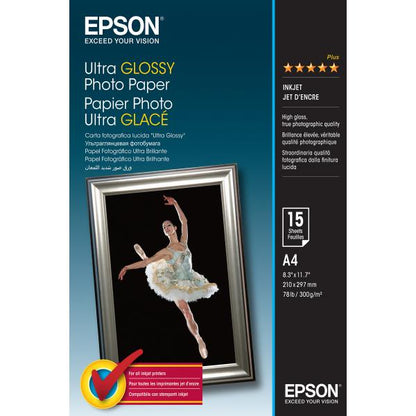 Epson Ultra Glossy Photo Paper - A4 - 15 Sheets [C13S041927]