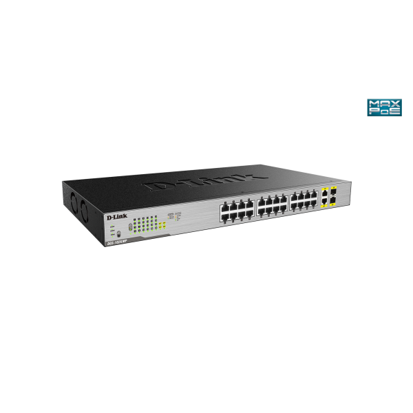 D-LINK SWITCH 24 PORTE GIGA POE + PORTE COMBO 1000BASE-T/SFP RACK MOUNTABLE [DGS-1026MP]