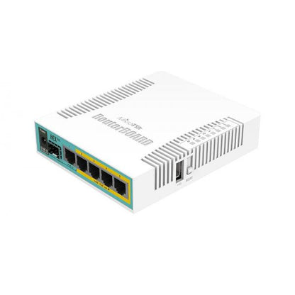 MikroTik, hEX PoE, RouterBOARD hEX PoE with 800MHz CPU, 128MB RAM, 5x Gigabit LAN (four with PoE out), USB, RouterOS L4, plastic case and PSU RB960PGS [RB960PGS]