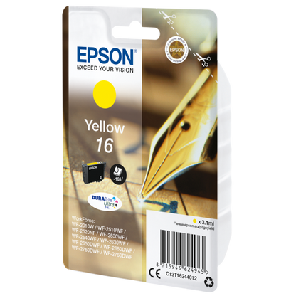 EPSON CART INK GIALLO PER WF-2510WF, WF-2520NF, WF-2530WF WF-2540WF SERIE 16 PENNA E CRUCIVERBA [C13T16244012]