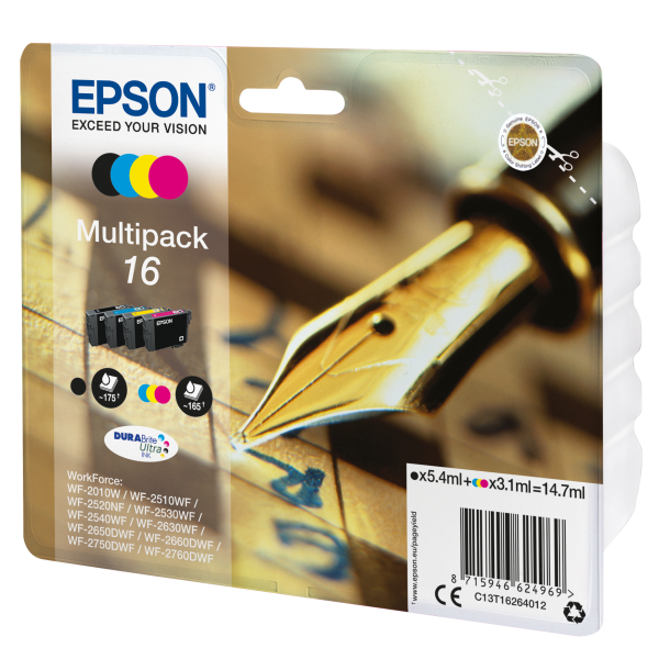 MULTIPACK EPSON PARA WF-2510WF, WF-2520NF, WF-2530WF SERIE WF-2540WF 16 PLUMA Y CRUCIGRAMA [C13T16264012]