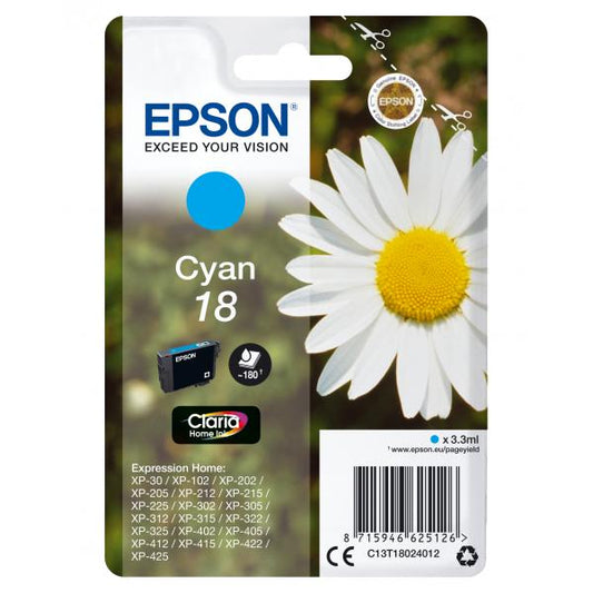 EPSON CART INK CIANO PER XP-102/202/205/302/305/402 SERIE MARGHERITA [C13T18024012]