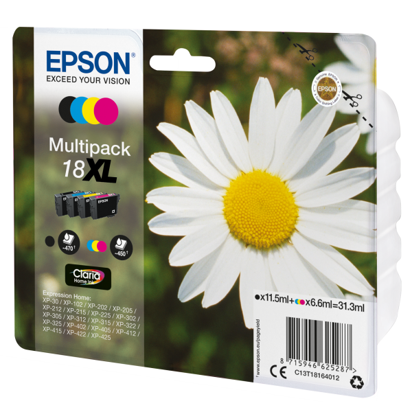 Epson Daisy Multipack Margherita 4 colori Inchiostri Claria Home 18XL [C13T18164012]