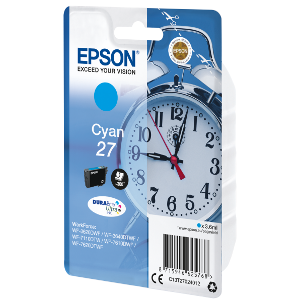 Epson Alarm clock Cartuccia Sveglia Ciano Inchiostri DURABrite Ultra 27 [C13T27024012]