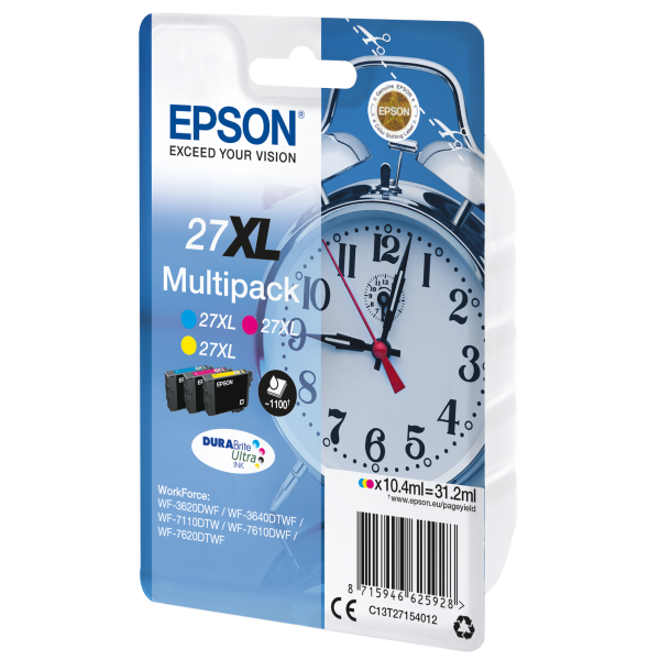 Epson Alarm clock Multipack Sveglia 3 colori Inchiostri DURABrite Ultra 27XL [C13T27154012]