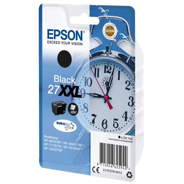 Epson Alarm clock Cartuccia Sveglia Nero Inchiostri DURABrite Ultra 27XXL [C13T27914012]