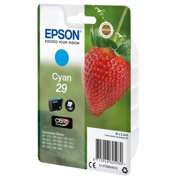 Epson Strawberry Cartridge Strawberries Cyan Claria Home 29 Inks [C13T29824012]