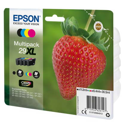 TARJETA EPSON. MULTIPACK DE TINTA 29XL SERIE FRESA (BK/C/M/Y) [C13T29964012]