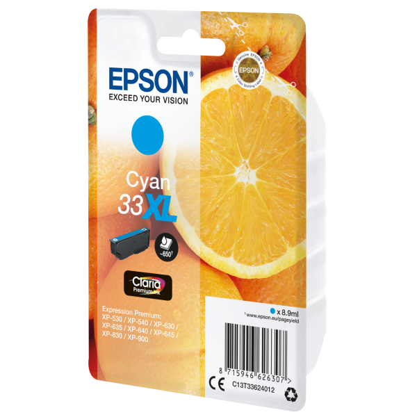 Epson Oranges T33XL Claria Premium Cyan Cartridge [C13T33624012]