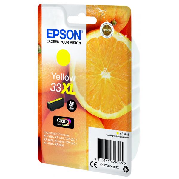 EPSON CART INK GIALLO XL PER XP-630 XP-830 XP-635, SERIE 33 XL ARANCIA [C13T33644012]