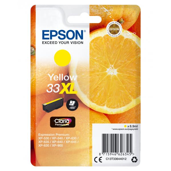 CARRITO DE TINTA EPSON AMARILLO XL PARA XP-630 XP-830 XP-635, SERIE 33 XL NARANJA [C13T33644012]