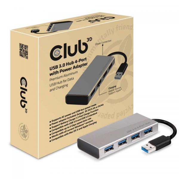 CLUB3D ADATTATORE USB TYPE A 3.1 GEN 1 TO 4 X USB TYPE A 3.0 ALUMINIUM CASING WITH POWER [CSV-1431]