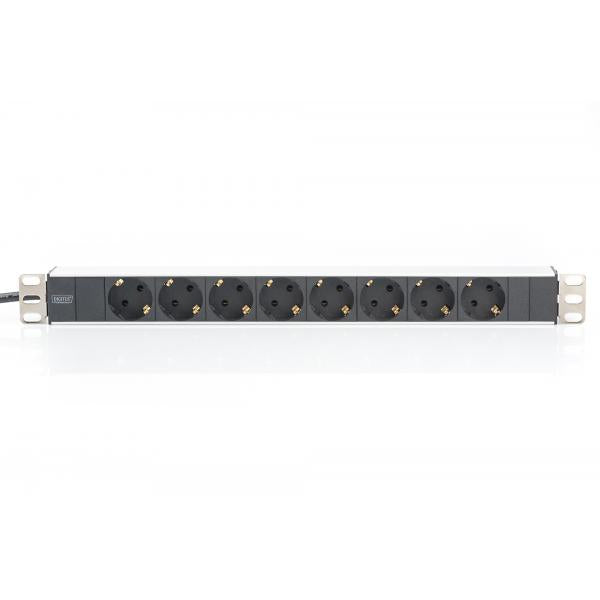 Digitus 1U Aluminum PDU - rackmountable - 8x safety outlet 16A - 4000W - 250VAC 50/60Hz [DN-95401]