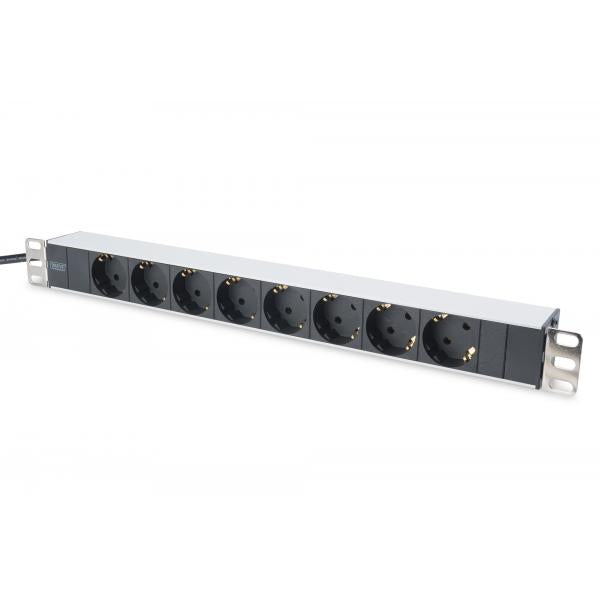 Digitus 1U Aluminum PDU - rackmountable - 8x safety outlet 16A - 4000W - 250VAC 50/60Hz [DN-95401]