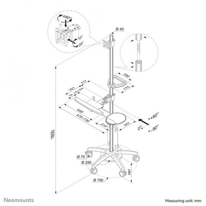 Neomounts Stazione di lavoro mobile per monitor [FPMA-MOBILE1800]