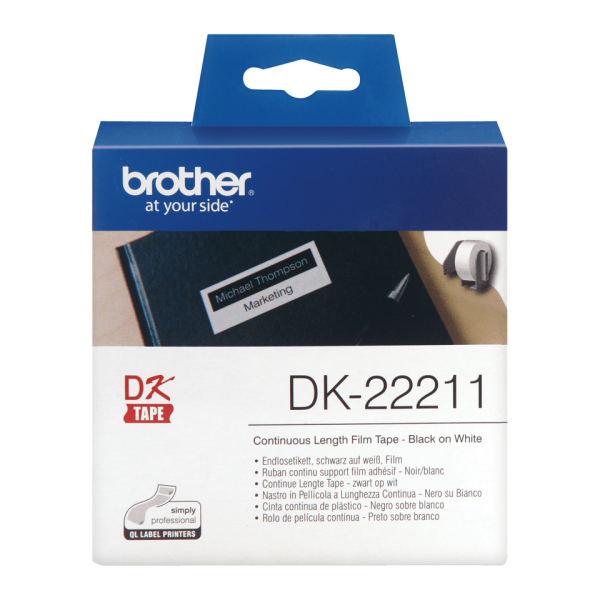 Brother DK-22211 nastro per etichettatrice Nero su bianco [DK22211]