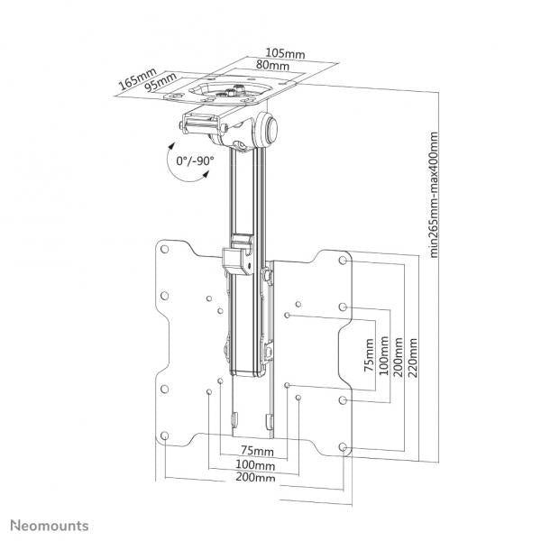 Neomounts Supporto da soffitto per schermi LCD/LED/TFT [FPMA-C020BLACK]