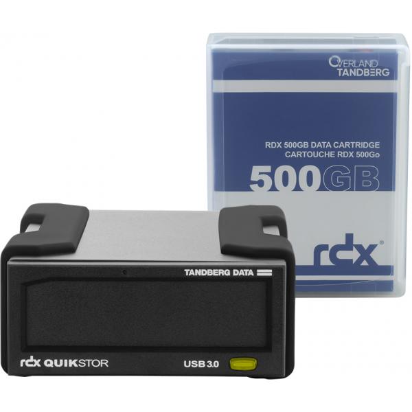 KIT DE DISPOSITIVO EXTERNO AUTOALIMENTADO TANDBERG RDX USB3+ + CARTUCHO DE RESPALDO DE 500GB (SOPORTE WINDOWS) [8863-RDX]