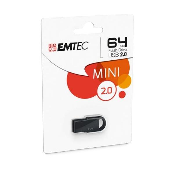 Emtec D250 Mini USB Flash Drive 64 GB USB Type A 2.0 Black [ECMMD64GD252]