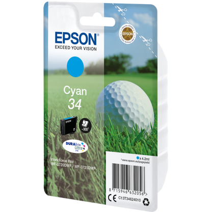 Epson Pelota de golf Singlepack Cian 34 Tinta DURABrite Ultra [C13T34624010]