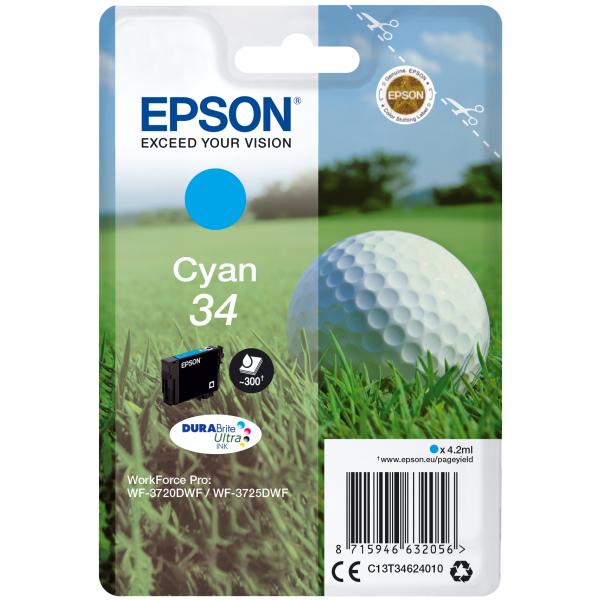 Epson Pelota de golf Singlepack Cian 34 Tinta DURABrite Ultra [C13T34624010]