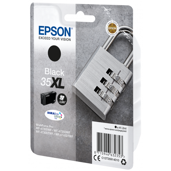 Epson Padlock Singlepack Black 35XL DURABrite Ultra Ink [C13T35914010]