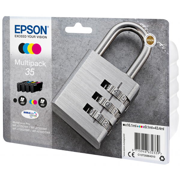 Epson Padlock Multipack 4 Colores 35 Tintas DURABrite Ultra [C13T35864010]