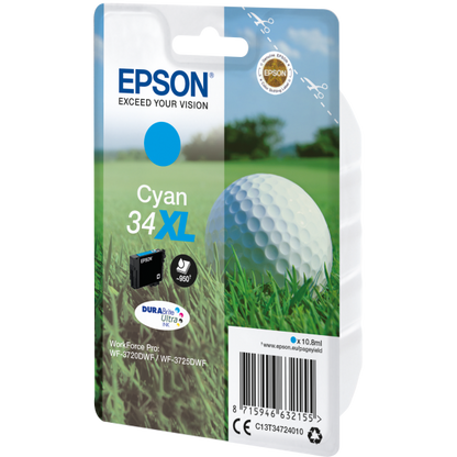 Epson Pelota de golf Singlepack Cian 34XL Tinta DURABrite Ultra [C13T34724010]