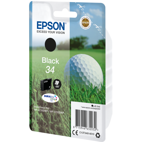 Epson Golf ball Singlepack Black 34 DURABrite Ultra Ink [C13T34614010]