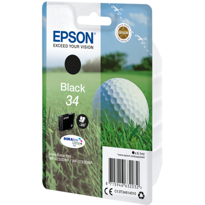 Epson Golf ball Singlepack Black 34 DURABrite Ultra Ink [C13T34614010]