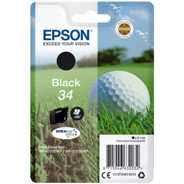 Epson Golf ball Singlepack Black 34 DURABrite Ultra Ink [C13T34614010]