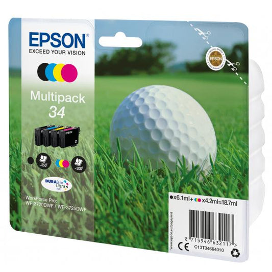 Epson Pelota de golf Multipack 4 colores 34 tintas DURABrite Ultra [C13T34664010]