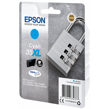 Epson Padlock Singlepack Cyan 35XL DURABrite Ultra Ink [C13T35924010]