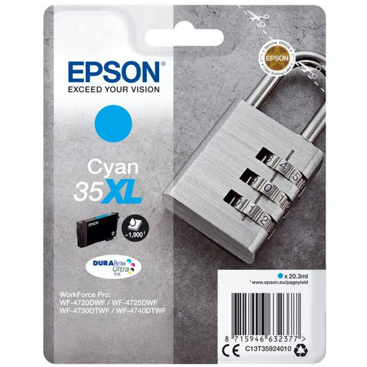 Epson Padlock Singlepack Cyan 35XL DURABrite Ultra Ink [C13T35924010]