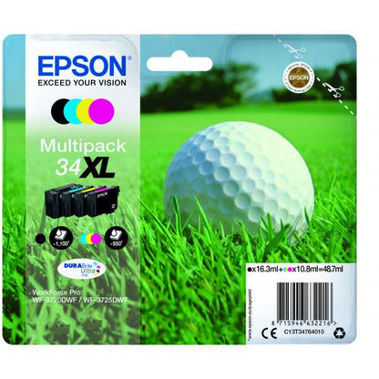 Epson Pelota de golf Multipack 4 colores 34XL Tinta DURABrite Ultra [C13T34764010]