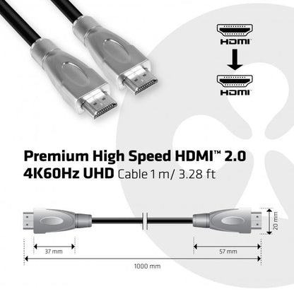 CLUB3D HDMI 2.0 MALE TO HDMI 2.0 MALE CABLE HIGH SPEED 4K UHD 1M [CAC-1311] 