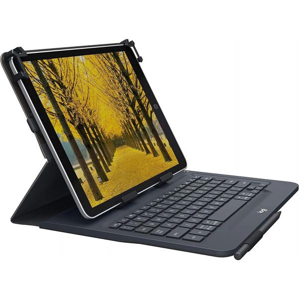 Logitech Universal Folio Cover iPad o Tablet con Tastiera Bluetooth Wireless, Per la maggior parte dei tablet da 9-10", iOS, Android, Windows, Italiano Qwerty, Nero [920-008335]