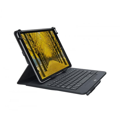 Logitech Universal Folio Cover iPad o Tablet con Tastiera Bluetooth Wireless, Per la maggior parte dei tablet da 9-10", iOS, Android, Windows, Italiano Qwerty, Nero [920-008335]