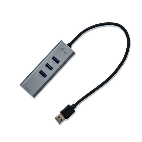 i-tec Metal U3METALG3HUB interface hub USB 3.2 Gen 1 (3.1 Gen 1) Type-A 5000 Mbit/s Gray [U3METALG3HUB]